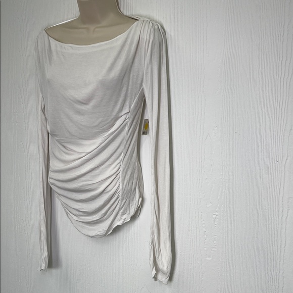 Free People - NWT Sea Salt Ribbed Ivory Slouchy Long Sleeve Top Size Small - Picture 7 of 13